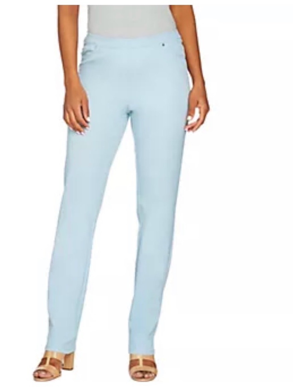 H by Halston Studio Stretch Pull-On Straight Leg Pants Elastic Waist Pants 8P